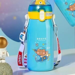 Bear Double Walled Vacuum Insulated Stainless Steel Bottle, with Straw (530ml)