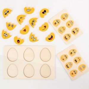 wooden egg expression matching puzzle