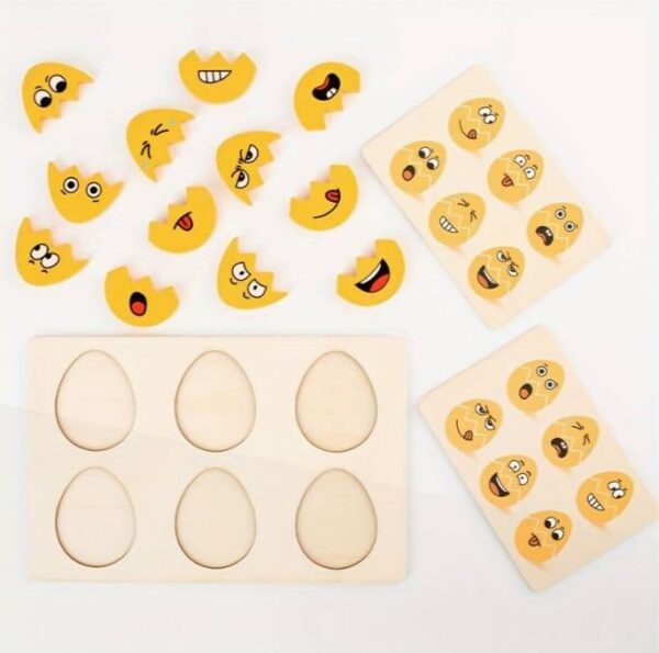 wooden egg expression matching puzzle