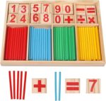 wooden intelligence sticks number cards and counting Rods with Box(counting sticks)