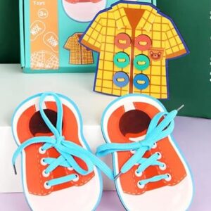 Threading Toy Clothes Shoes Wooden