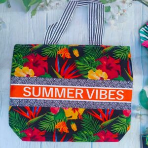 canvas printed summer vibe tote bag for womens