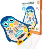 Montessori Penguin Busy Board for Toddlers(14 in 1 Board)