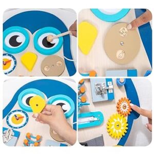 Montessori Penguin Busy Board for Toddlers(14 in 1 Board)