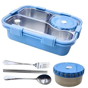 Bento Lunch Box Insulated Air Tight Portable Lunch Box with Utensils, Stainless Steel Lunch Box with Containers, Leak Proof Bento Box(740ml)