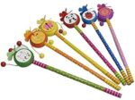 Cartoon Shape Animals Design Pencil Attached Rattle