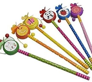 Cartoon Shape Animals Design Pencil Attached Rattle