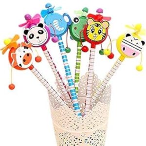 Cartoon Shape Animals Design Pencil Attached Rattle