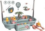 Spin Rotating Go Fishing Set Game Toy Pool in Water Cycle with Light and Music