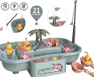 Spin Rotating Go Fishing Set Game Toy Pool in Water Cycle with Light and Music