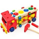 wooden screw car with knock the ball