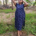 Dense of Blue with Leaf Pattern Non Maternity Maxi