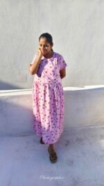 Modern Cat in Pink Maternity Maxi