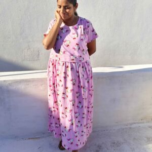 Modern Cat in Pink Maternity Maxi