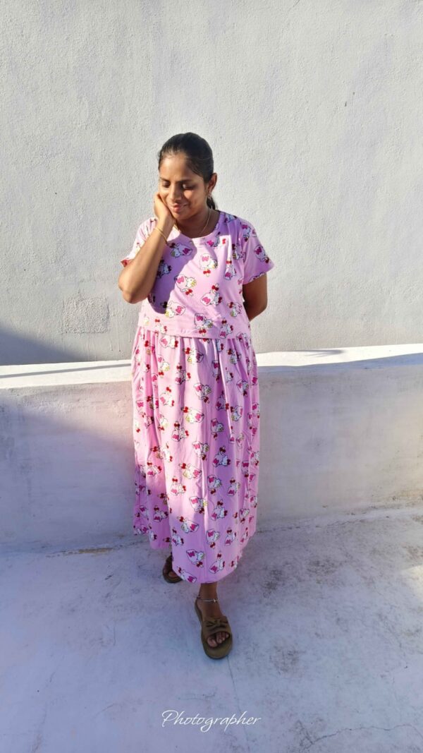 Modern Cat in Pink Maternity Maxi