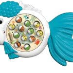 Fishing Tray Rotation Fishing Game Toys Interactive Fish Catching Set for with Music