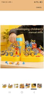 Puzzle Building Blocks Creative Set for Kids | 232 Pieces with Drill & Screwdriver | Mosaic Art Board - Image 5